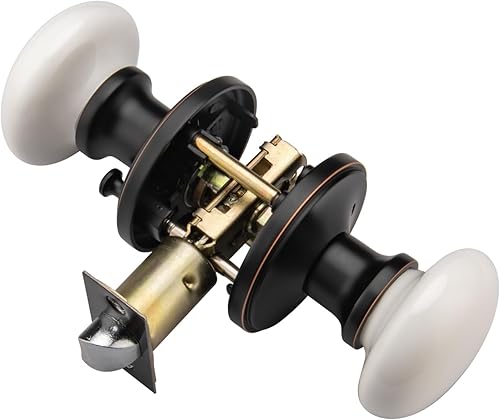 Miniatura 8 de NCL White Door Knobs, Keyless Door Handles, Porcelain Door Levers, Interior Bath Door Knob