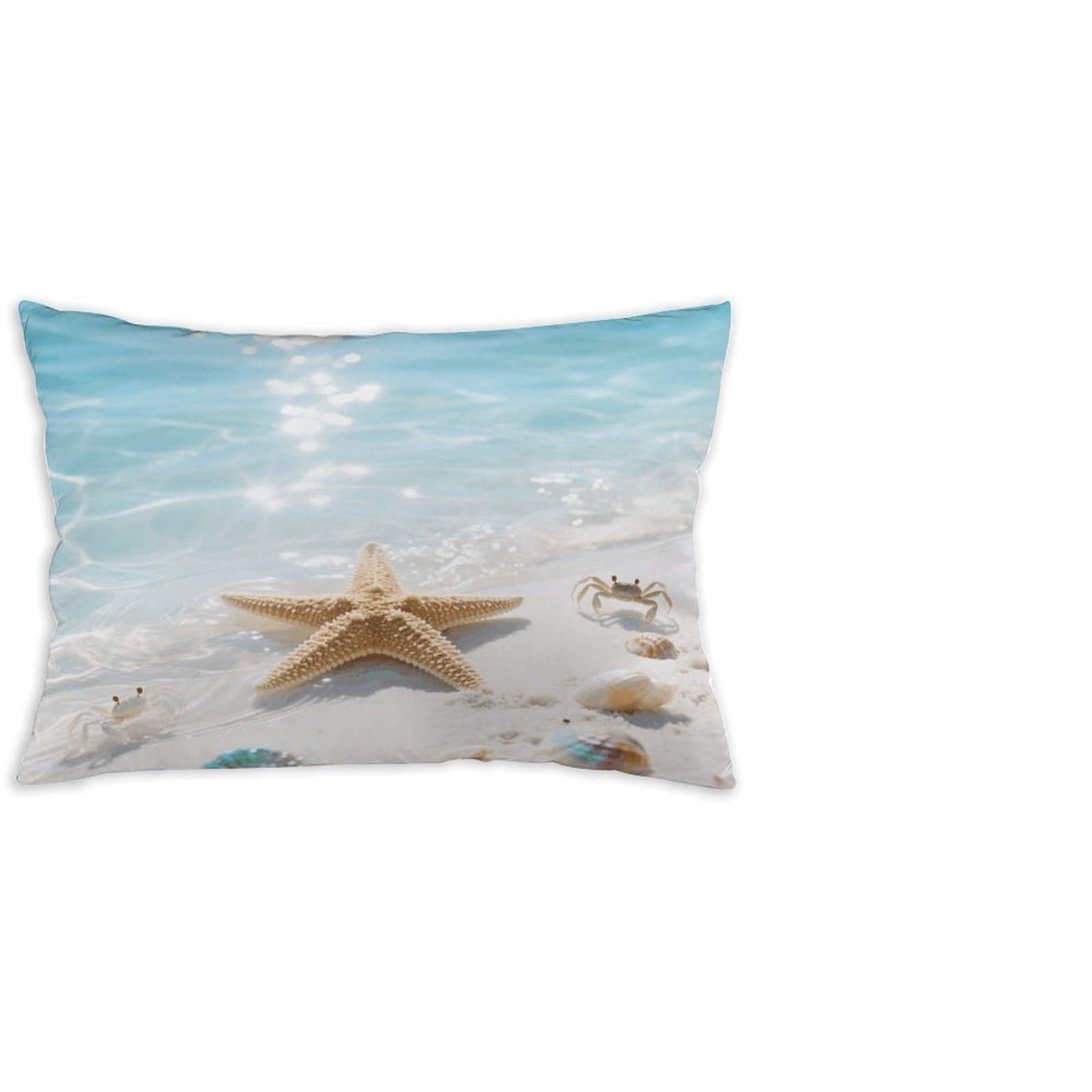 FodPand Decorative Throw Pillow Covers 12x20 Short Plush Starfish Blue Ocean Body Pillowcase Cushion Cases with Invisible Zipper Rectangle Lumbar Pillow Shells for Sofa Couch Chair Bed Home Decor