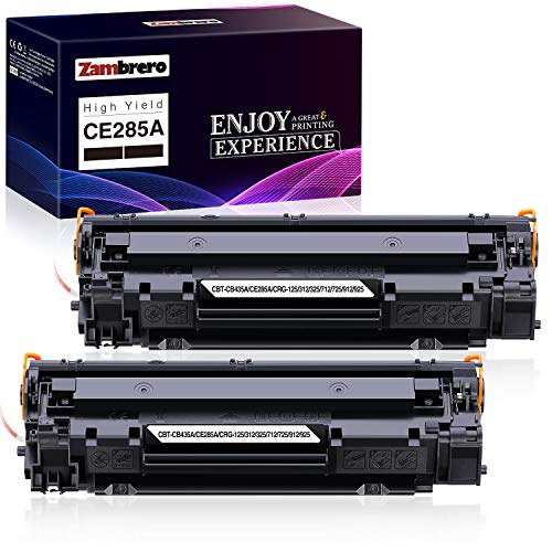 Zambrero CE285A 85A Cartucho Tóner Compatible para HP Laserjet Pro P1102W P1102 P1005 P1109W P1109 P1100 P1006 P1108 M1132 M1212nf M1217nfw M1136 M1130 M1134 M1210, Canon LBP3010 LBP6000 (2 Negro)