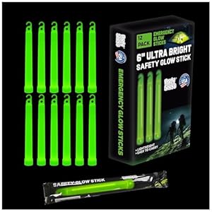 Emergency Glow Sticks – 12 Ultra Bright Individually Wrapped Military Grade Chem Lights – 12 Hour Bulk Tactical Light Sticks for Survival Gear, Camping, and Power Outages