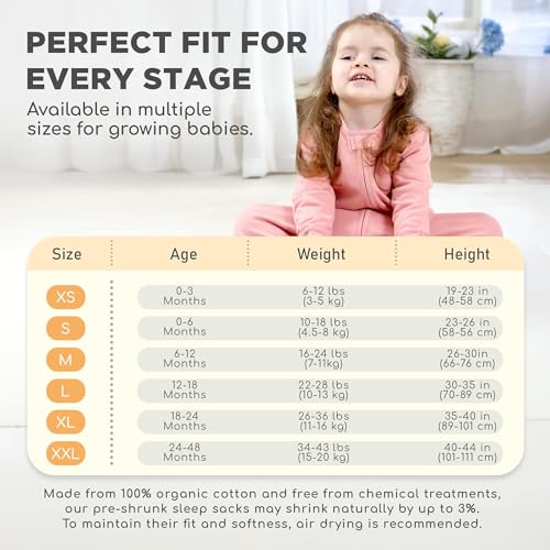 Image of Mama Cheetah Baby Sleep Sack with Sleeves 3-Pack, 0.5 TOG Organic Cotton Wearable Blanket with Two-Way Zipper, Swaddle Transition Long Sleeve Sleeping Bag for Newborn Infant, 0-6 Months
