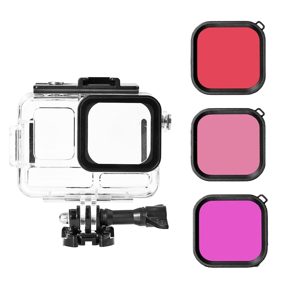NovelGoal Waterproof Case for 360 Ace Pro Underwater Diving Housing Cover Protective Case for Insta Sports Camera Cover Shell Accessories (Case with Filter Kit)