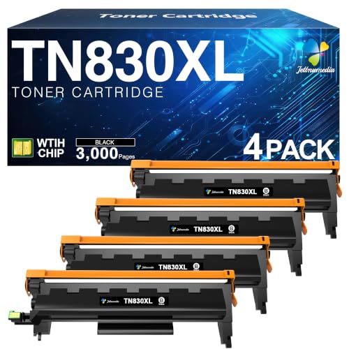 Image of TN830XL Black Toner Cartridge Compatible for Brother TN830 TN-830XL 830 TN830XL Toner Black for Brother Printer DCP-L2640DW HL-L2460DW HL-l2405W MFC-L2820DW HL-L2400D HL-L2480DW Printer (4 Pack)