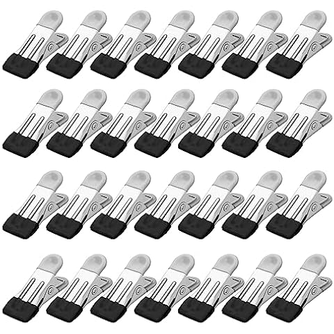 Tinfol Black Clothes Pins, 28 Pack Clothes pins for Hanging Clothes, 2.3 Inch Mini Food Bag Clips, Small Photos Clips, Chip Clips Metal Clips for Food Storage, Crafts, Arts, Towel Outdoor Cover