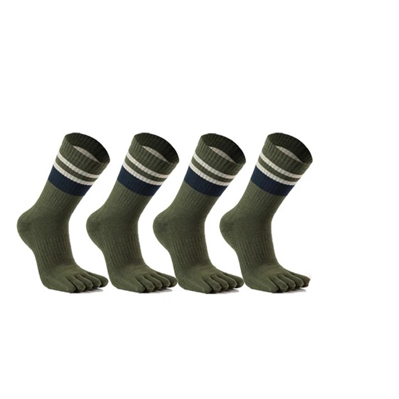 Chaussette Doigt De Pied 5 Paires De Chaussettes À Orteils for Hommes, en Coton Rayé, Épais, Doux, Élastique(Green)