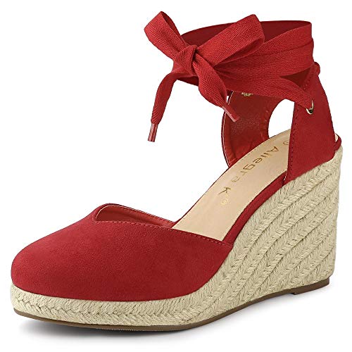 red wedges closed toe