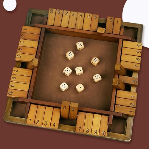 Jeu de Dés Shut The Box Premium en Bois Massif à 4 Côtés - 2