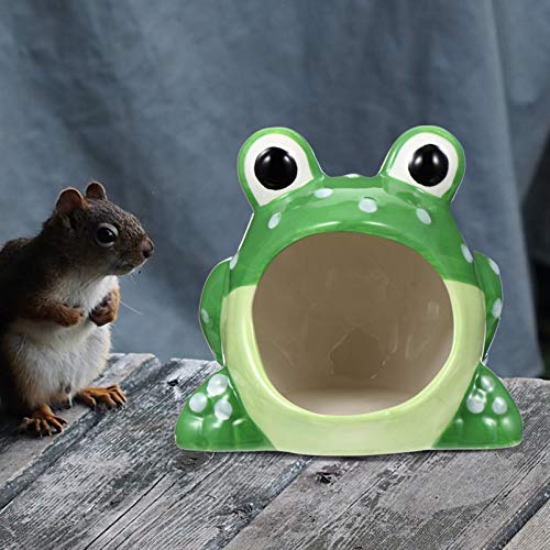 POPETPOP Kleine Dier Keramische Critter Bad Cartoon Kikker Vormige Hamster Huis Zomer Cool Huisdier Schuilplaats Hut… - Image 5