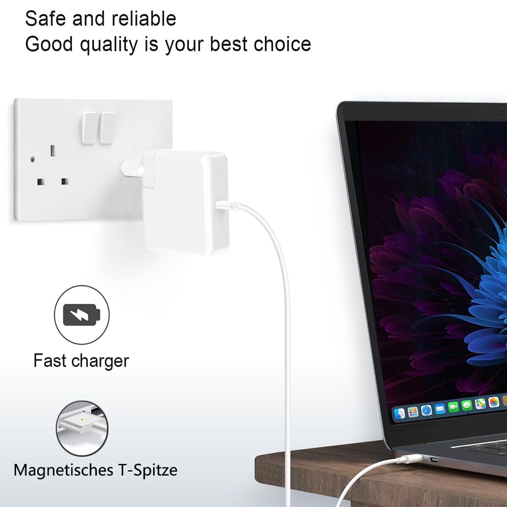 Chargeur MacBook Air 45W Magnétique T - Compatible Modèles 11" Et 13" (2012-2017), A1435 A1465 A1466, Prise Amovible