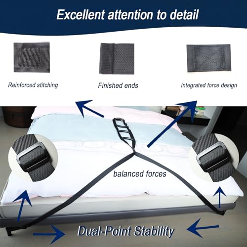 Bed Ladder Assist with 4 Handles, Adjustable Length & Dual-Point Support, Pull Up Helper for Seniors, Pregnant Women, Obese & Injury Recovery, Mobility Aid that Fits Most Beds (120 INCHES) - Gpaidy - Image 5