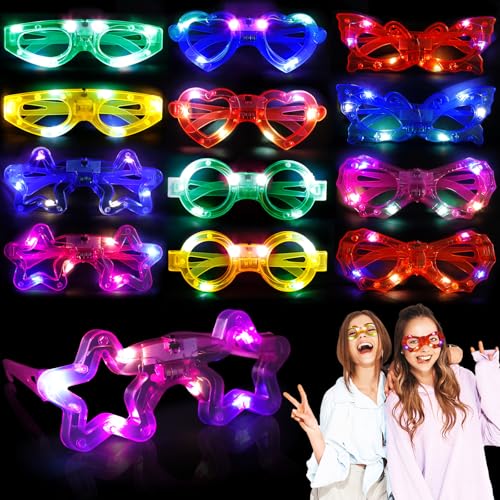 SERIONR Óculos luminosos LED, 12 óculos luminosos para festas, conjunto de óculos de festa de néon, óculos com luzes LED festa de pássaros para aniversários carnaval Natal decorações para festas de