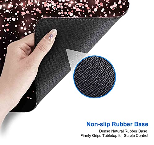 Image of IMAYONDIA Gaming Mouse Pad, Large Non-Slip Rubber Base Mousepad with Stitched Edges, Keyboard Mouse Mat Desk Pad for Work, Game, Office, 31.5x11.8 Inch - Rose Gold Black Glitter Luxury