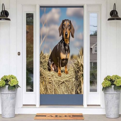 Cortina opaca para puerta de perro salchicha divisor de privacidad temporal 178x90 cm 4
