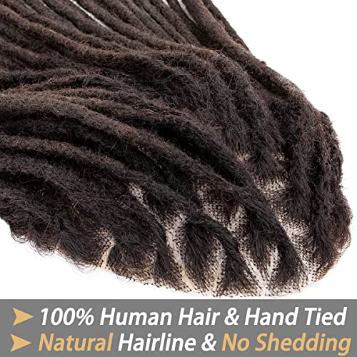 Daixi 8X10 Inches Transparent Full Lace Base Afro Dreadlock Extensions Toupee For Men And Women, 56 Strands 0.6Cm Loc Extensions Human Hair Dreadlock Crocheted On The Toupee Including Free Type And Crochet Tools #TOP4