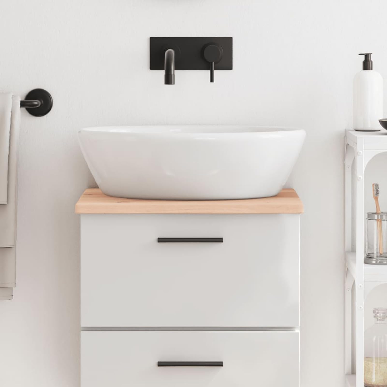 LAPOOH Encimera de baño Madera Maciza sin Tratar 40x40x2 cm, Encimera Cocina, Tablero para Mesa, Encimera Lavabo, Muebles De Baño - 3155996
