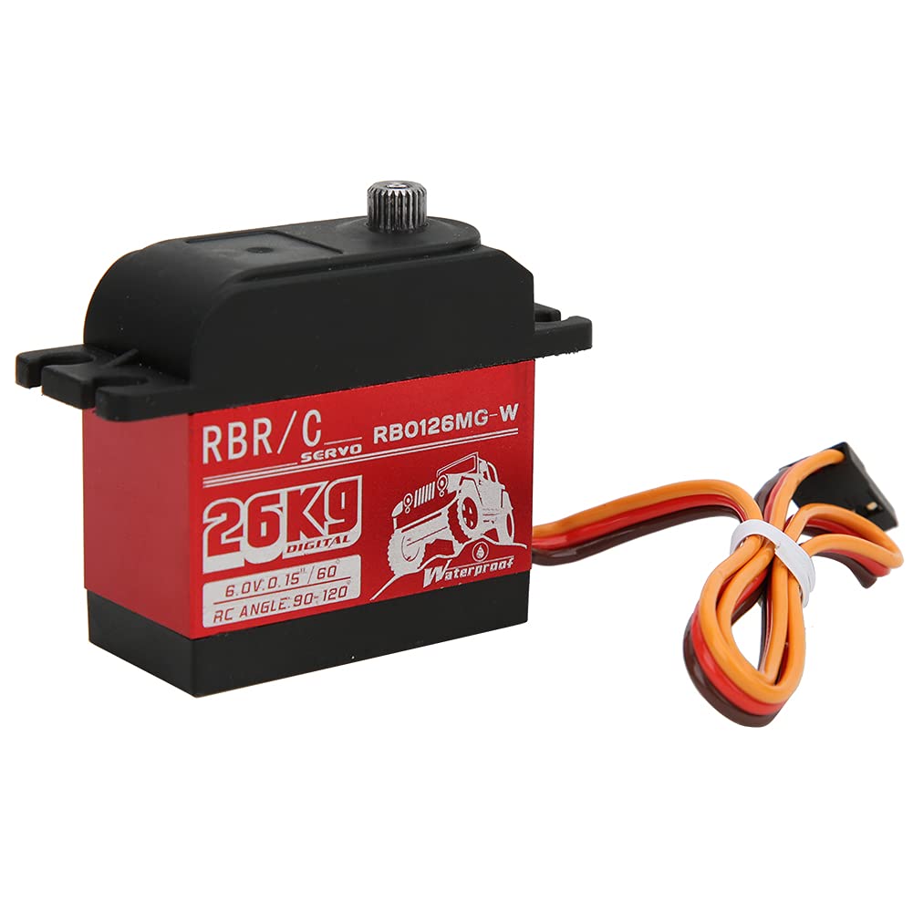 Servo Digital de Engranajes metálicos de Alto par de 26 kg para Robot RC de 1/8 y 1/10, Coche, Barco y Oruga. (RB0126MG-W Waterproof)