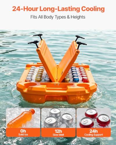 Image of VEVOR Floating Cooler 40 QT Floating Ice Chest with Wheels & Tow Rope, Premium LLDPE Amphibious Beverage Cooler for Water & Land, Stable Cruising on Lake, River, Seashore, Beach, Kayak