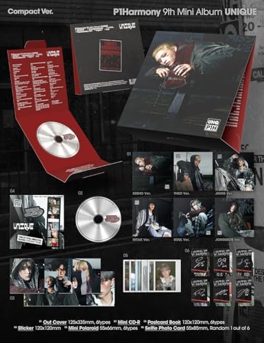 P1Harmony UNIQUE 9th Mini Album [KEEHO Compact Ver.] Mini CD + Postcard Book + Photocard + Sticker + Mini Polaroid image 4