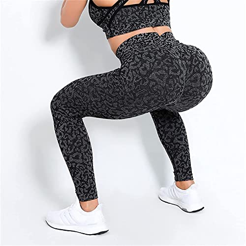 Legging de course à pied imprimé léopard taille haute S Noir