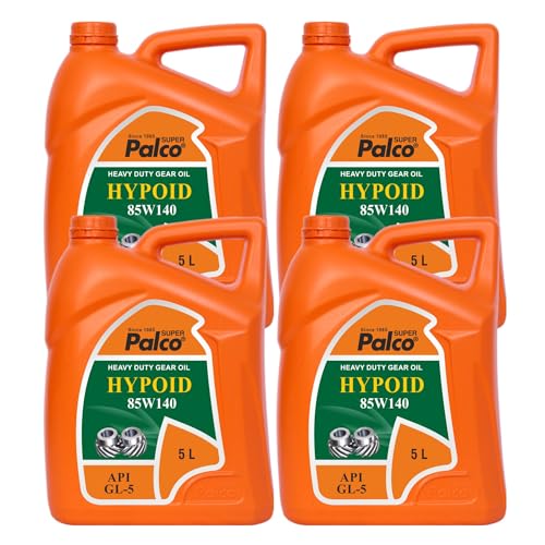 Image of PALCO Hypoid 85W140 Heavy Duty Gear Oil 5 Litre (Pack of 4), API GL-5 Gear Oil for Car and Commercial Vehicles, Manual Gearbox & Axles, High Load Protection & Smooth Shifting