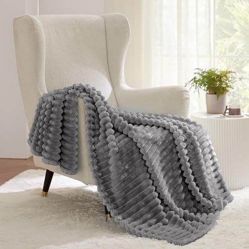 Bedsure Frost Gray Fleece Blanket for Couch - Super Soft Cozy Twin Blankets for Women, Cute Small Blanket for Girls, 60x80 Inches - 6