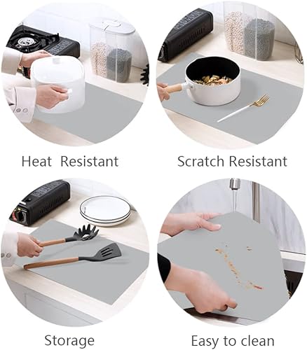 Miniatura 5 de emolife Tapete de silicona multiusos, tapete de silicona extra grande para electrodomésticos de cocina, protector de encimera, resistente al calor,