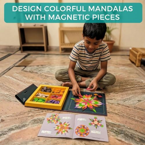 Image of PELIKAS TOYZ Magnalogix Magnetic Mandala Art Puzzle Game for Kids 7-12, Mosaic Art Kit & Kaleidoscope Puzzles, Gift for Girls Boys Age 8-10 Years, Creative STEM Kit