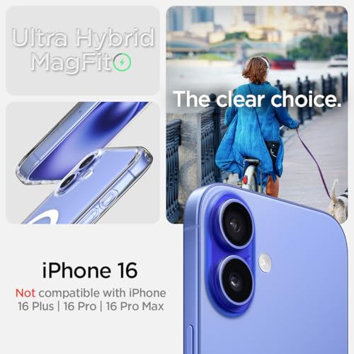Image of Spigen Ultra Hybrid MagFit Back Cover Case Compatible with iPhone 16 (TPU + Poly Carbonate | White)