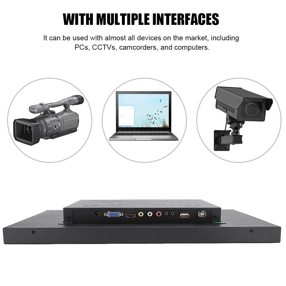 Bewinner Monitor Portatile 17.3 Pollici, 1920x1080 Full HD Monitor Schermo Esterno con HDMI VGA AV USB, Touchscreen TFT Monitor Industriale in Metallo per PC, CCTV, PC Portatile