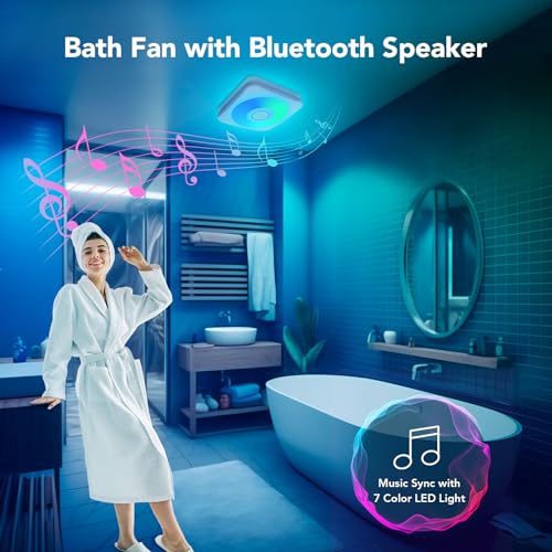 OREiN 3-in-1 Bathroom Exhaust Fan with Bluetooth Speaker & LED Light, 110/160 CFM, 1500LM, Adjustable Color (2700K-6500K), Night Light, Remote Control, Quiet Ventilation Fan for Bath, Shower