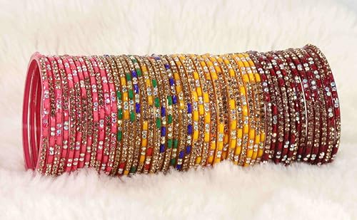 Glass Bangles With Zircon Stone Fancy Set - KS5-Combo_B-2.6