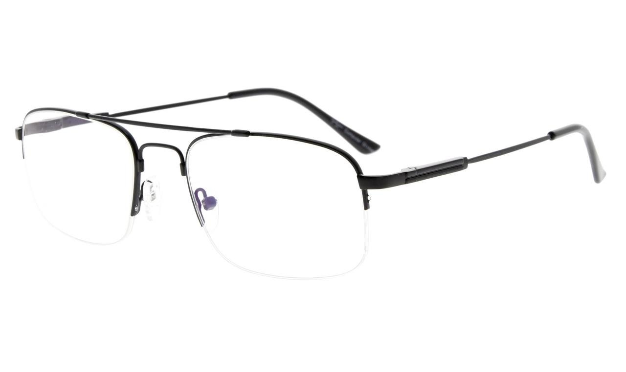 Eyekepper Transparent Lens UV Protection Half-Rim Reading Glasses Memory Titanium Frame Radiation Protection Black 2 25