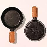 What will be will be スキレット ハンドル用 レザー カバー レザーカラー(ダークブラウン) ステッチ(生成)