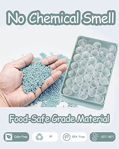 Ewritn Ice Cube Tray, Round Ice Ball Maker For Freezer,Circle Ice Trays Making 99Pcs With Sphere Ice Balls Chilling Drinks （3Pack Blue Trays, 3 Steel Metal Straws,1 Ice Bucket Scoop & Tong） #TOP3