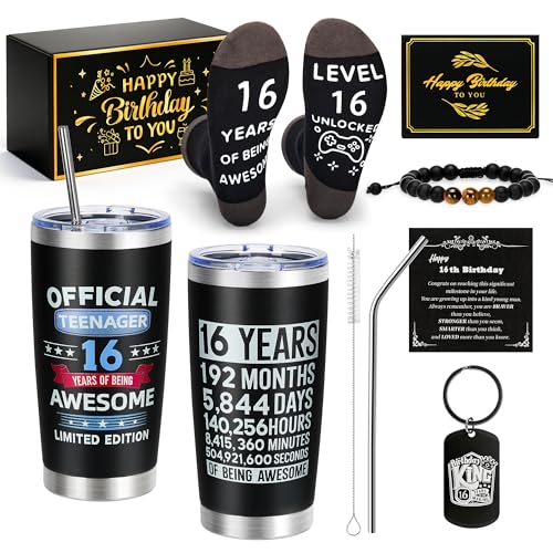 16th Birthday Gift for Boys 7PCS 16th Year Old Boy Gift Set for Christmas