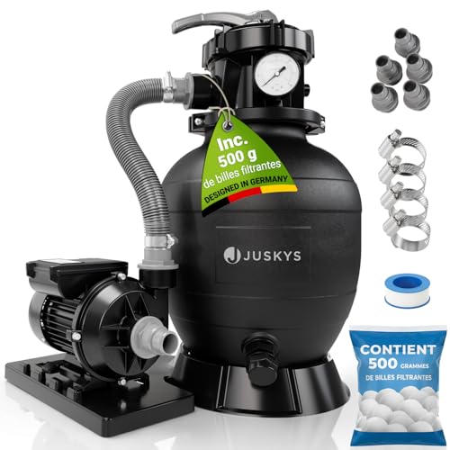 Juskys® Filtre à Sable 250 W - équipement Piscine Puissant pour Volume 38.0000 litres, système 7 Positions, Construction Durable