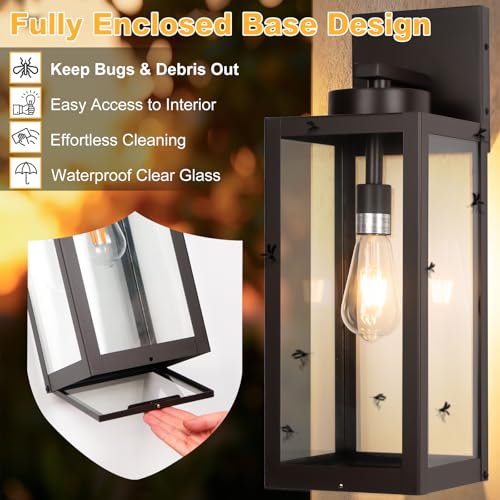 Image of 20 inch Oil Rubbed Bronze Large Outdoor Wall Lights with Closed Bottom | Waterproof Coach Lamp, Anti-Rust Exterior Lighting Fixtures Modern Outdoor Porch Light for House Patio Garage, E26, 2-Pack