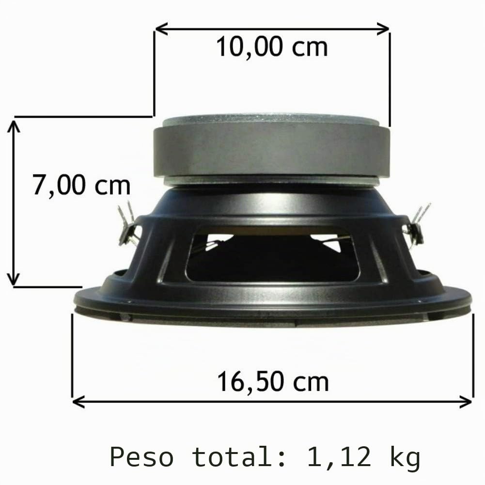 ALTAVOZ SUBWOOFER MASTER AUDIO CW650/4+4 CW 650/4+4 DE 16,50 CM DE 165 MM 6,5" 60 WATT RMS E 100 WATT MAX DOBLE BOBINA 4 + 4 OHM PARA PUERTAS CAPÓ PORTERO PARA MALETERO DE COCHE