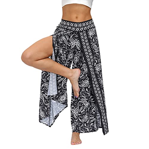Pantalon Large Fendu pour Femme Hippie Boho Beach Boho Baggy Yoga Leggings Compression Pantalons pour Yoga Courir Fitness Quotidien Cover
