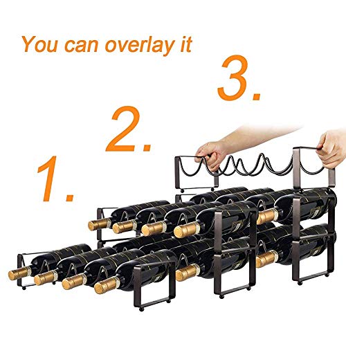 Soporte apilable para 12 botellas de vino negro mate miniatura 2