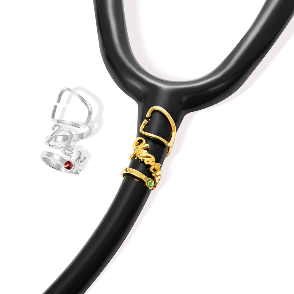 BYFDIY Custom Stethoscope Name Tag Personalized Birthstone Stethoscope Id Tag Nurse Doctor Stethoscope Charms Accessories Graduation Gifts for Medical Assistant