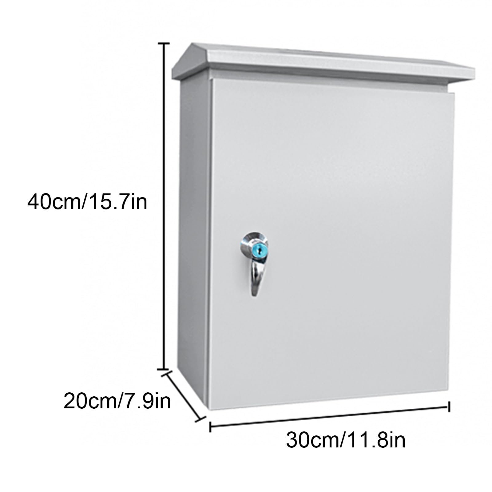 Scatola Elettrica Impermeabile for Esterni, Scatola Di Giunzione In Acciaio Laminato A Freddo, con Serratura Di Sicurezza e Piastra Di Montaggio(40x30x20cm/15.7x11.8x7.9in)