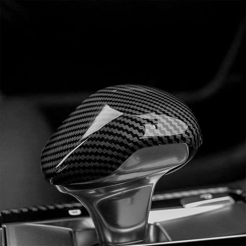 Funda para perilla de palanca de cambios de automóvil, compatible con accesorios Kia Stinger 2017-2024 (estilo negro de fibra de carbono)