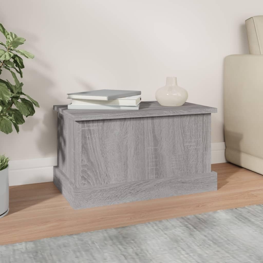 Truhe Grau Sonoma 50x30x28 cm Aufbewahrungsbox aus Holzwerkstoff mit Deckel, Kompakte Holzkiste für Wohnzimmer und Flur, Vielseitiger Beistelltisch mit Stauraum für Kissen