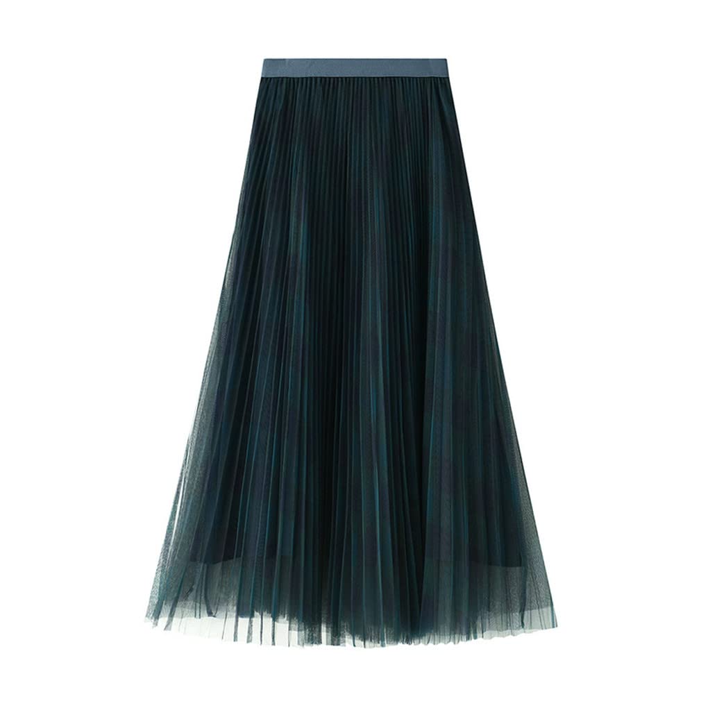 Dninmim Gonna a trapezio a tre strati a vita alta casual da donna gonna a trapezio in tulle midi scozzese