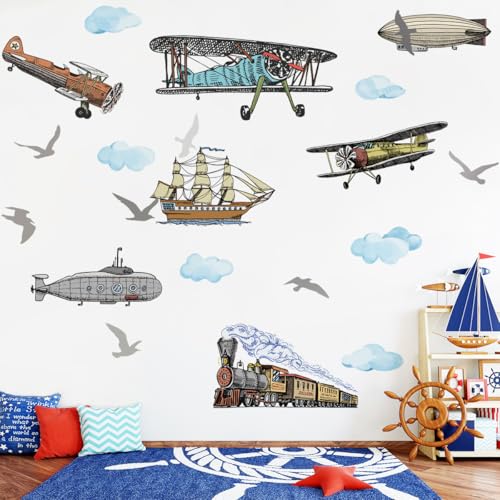 Vinilos decorativos grandes de avión para habitación infantil miniatura 1