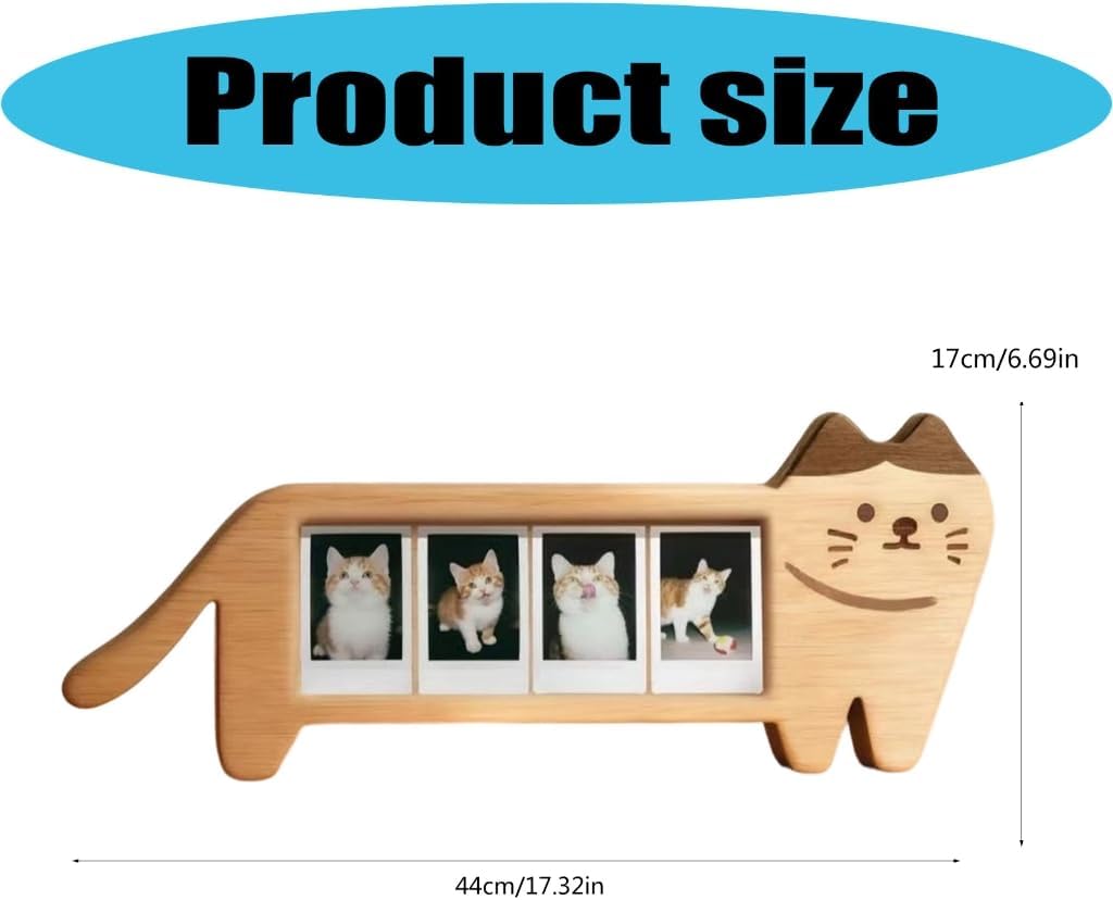 Mini Photo Frame Wooden Picture Frame for 4 Photo Cats Shaped Picture Frame