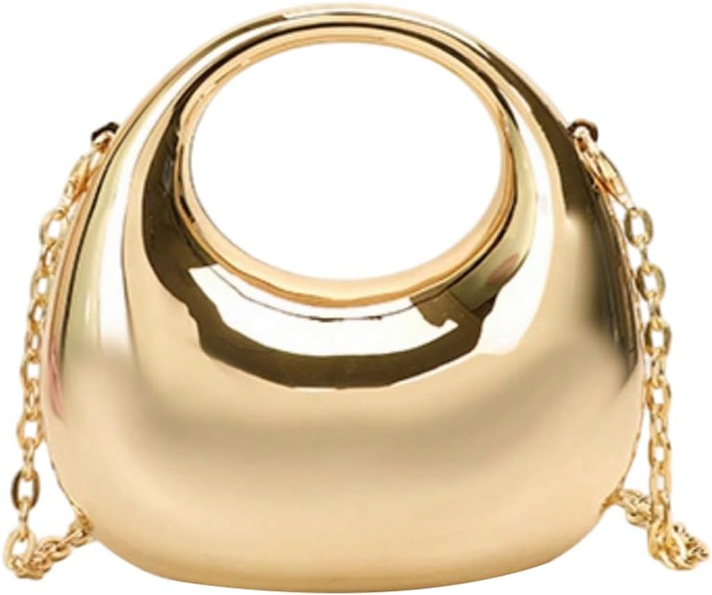 GORGLITTER Women's Metallic Clutch Purse Glamourous Crossbody Handbags Top Handle Mini Chain Bags