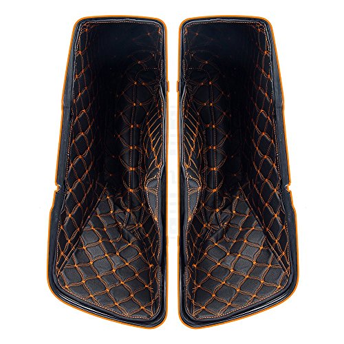 Advanblack Saddlebag Liners Carpet Insert Fits For 2014-2022 H-D Touring Road King Electra Road Street Glide Ultra Classic Hard Saddlebags (Orange, Avanblack 4.5" Stretched Saddlebags) #TOP3