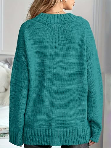 Image of Womens Loose Sweaters Sexy V Neck Long Sleeve Solid Knitted Jumper Pullover Sweatshirt Tops